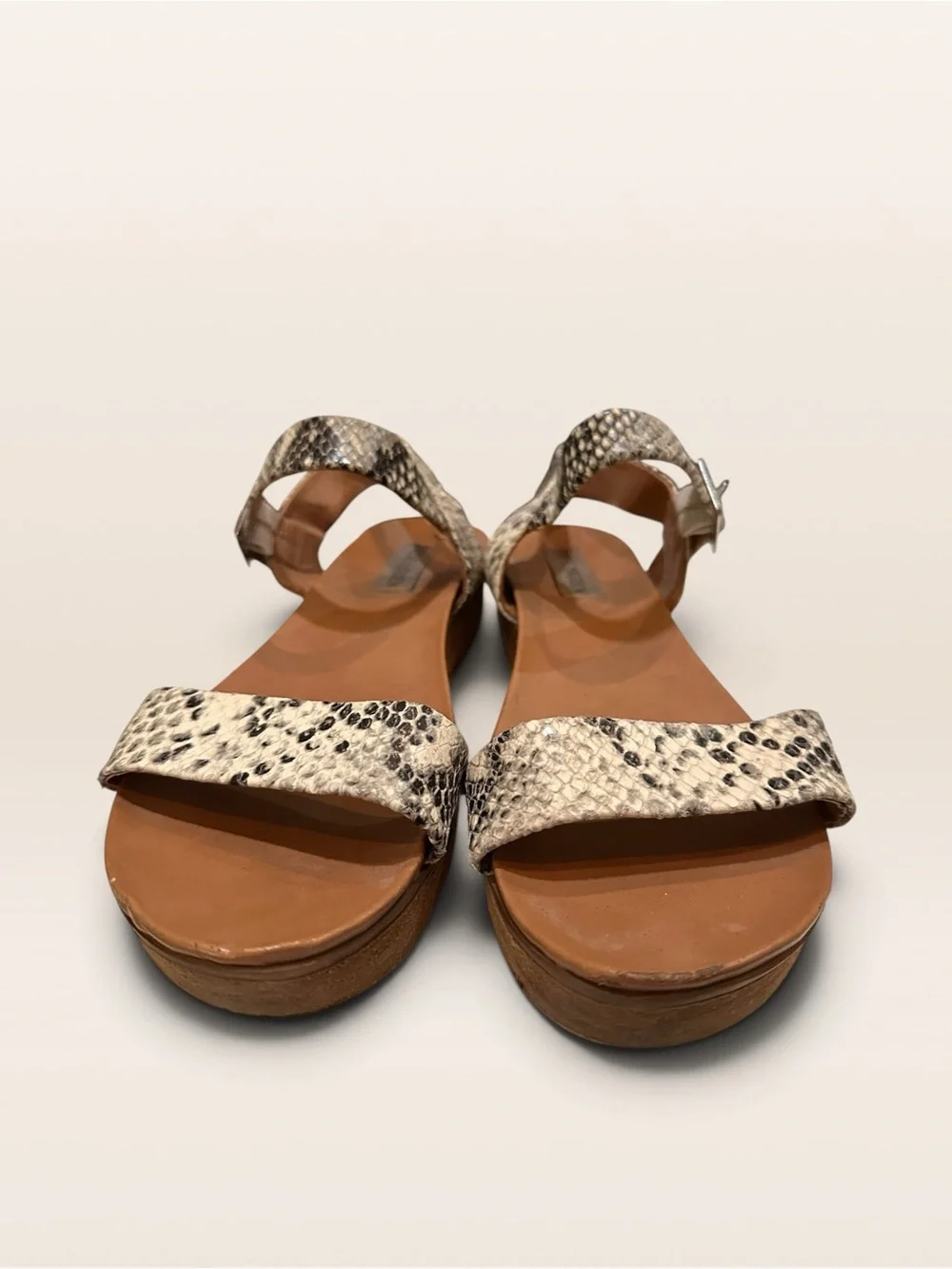 Steve Madden Aida Snake Print Leather Flatform Sandals Size 9M